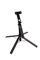 A height-adjustable stand with a smartphone clamp and a handy Bluetooth remote control. photo