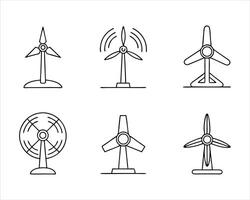 Clean Energy Wind Turbine Icons vector