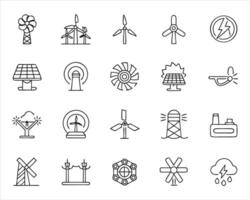 Wind Turbine icon set vector