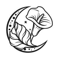 Celestial Calla Lily and Moon Design vector