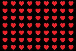 Pattern of red hearts on a black background vector