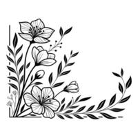 Floral Line Art Frame with Tall Blooms vector