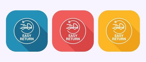 Easy return icon design, Easy return label in shadow button design vector