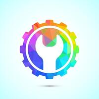 Service icon design, maintenance tools sign in low poly style vector