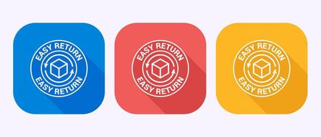 Easy return icon design, Easy return label sign in shadow button design vector