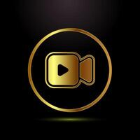 icon. camera icon, camera symbol, movie sign in gold color style vector