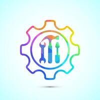 Service icon, maintenance tools sign symbol in low poly style vector