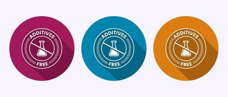 Additives free icon illustration. No additives sign symbol in shadow button design vector