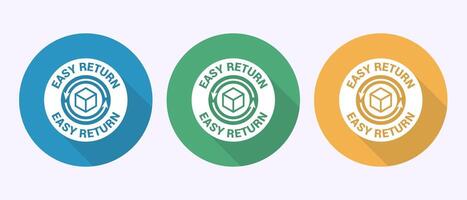 Easy return icon illustration, Easy return label sign in shadow button design vector