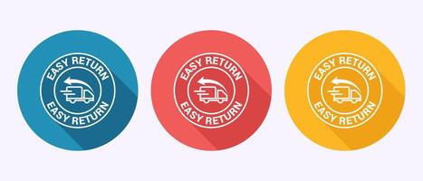Easy return icon design illustration, Easy return sign in shadow button design vector