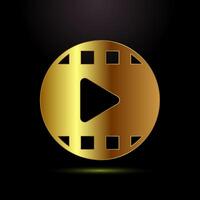 icon design. camera symbol, movie sign in gold color style vector