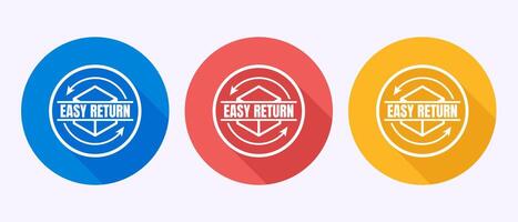 Easy return icon, Easy return label sign in shadow button design vector