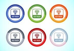 Keep frozen icon illustration, Frozen product badge label sign, 6 color button design set vector