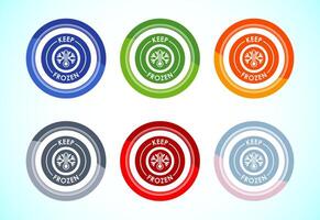 Keep frozen icon design illustration, Frozen product badge sign, 6 color button design set vector
