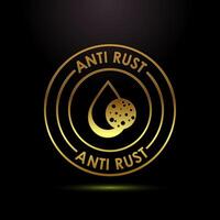 Anti rust icon design illustration. Rust resistant symbol in gold color style vector