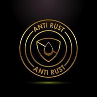 Anti rust icon design. Anti oxidation sign in gold color style vector