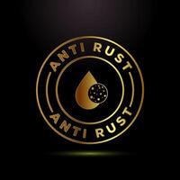 Anti rust icon. Anti oxidation sign, Rust resistant symbol in gold color style vector