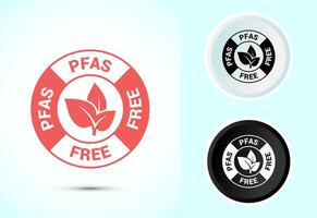 PFAS free icon design, PFAS free label, Proper nutrition symbol in color black and white vector
