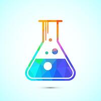 Lab flask icon, chemical flask icon sign symbol in low poly style vector