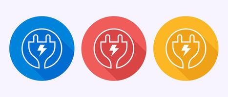 Plug icon design illustration, Electricity, power symbol in shadow button design vector