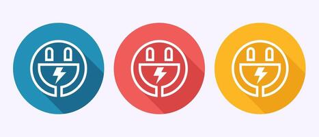 Plug icon design, Electricity, power sign symbol in shadow button design vector