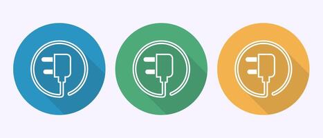 Plug icon design illustration, Electricity, power sign in shadow button design vector