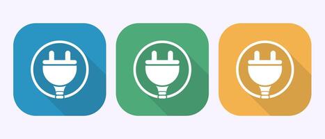 Plug icon design, Electricity, power sign in shadow button design vector