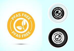 PFAS free icon illustration, PFAS free label, badge. Proper nutrition symbol in color black and white vector