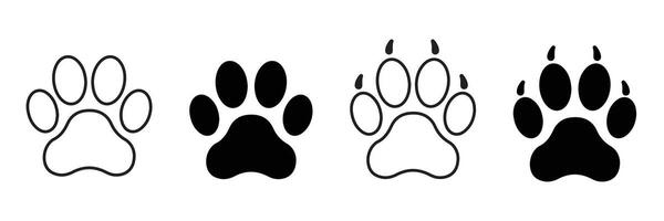 Dog paws and Cat paws icon. Pet Paws symbol line, fill, and color icon for graphic and web design collection vector