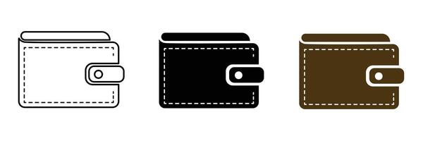 Wallet icon symbol line, fill, and color icon for graphic and web design collection vector