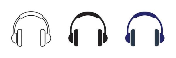 Headphone icon symbol line, fill, and color icon for graphic and web design collection vector