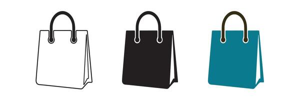 Shopping Bag icon symbol line, fill, and color icon for graphic and web design collection vector