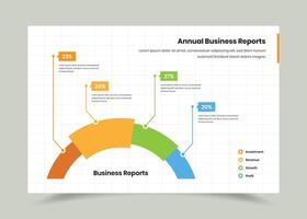 Clean Business Presentation Layout with Annual Graphs and Statistics vector
