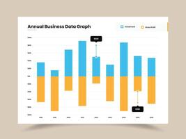 Professional Data Presentation Template with Annual Charts and Metrics vector