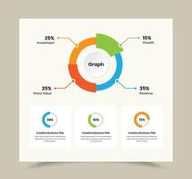 Modern Minimalist Business Report Presentation Template with Data Analysis and Circular Graphs vector