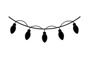 Silhouette art illustration of Christmas lights string vector