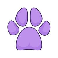 Purple dog paw print with dark outline vector