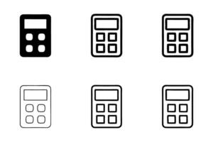 Set of style calculator icons with different color schemes, useful for educational, digital, and technology concepts, line art icon set vector