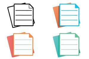 Line art icon set of paper with horizontal blue lines, folded corner, perfect for writing, documenting, or creating notes and test papers vector