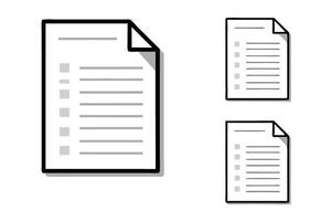 Line art icon set depicting simple paper sheets with lined writing, a folded corner, perfect for documents, writing, or school notes vector