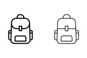 Set of minimalist backpack illustrations with different variations, ideal for school, travel, and fashion designs, line art icon set vector