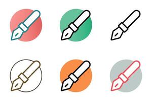 Line Art Icon Set Simple Pen Illustrations in Black Outline, Suitable for Stationery, Office Tools, and Creative Projects on a Clean Transparent Background. vector