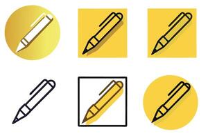 Line Art Icon Set Collection of Different Pen Illustrations, Minimalist Black Outlines on Transparent Background, Perfect for School, Office, and Writing Needs. vector