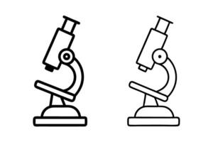 Line Art Icon Set Collection of Microscope Symbols in Black Outline on Transparent Background, Ideal for Educational and Laboratory Content. vector