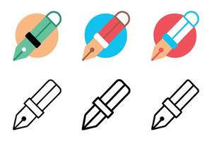 Line Art Icon Set Various Pen Illustrations with Different Angles and Designs, Clean Black Outline on Transparent Background for Writing, Note taking, and Office Use. vector