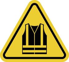High visibility clothing sign. Ensuring maximum visibility of a person in a dangerous area, especially at night or in poor lighting conditions. Reflective clothing. Warning yellow triangle road sign. vector