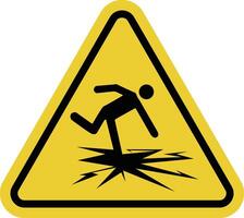 Thin ice sign. Warning yellow triangle road sign. Danger of going out on ice that is not strong enough and poses a threat to life. Risk of falling into cold water. Danger zone. vector