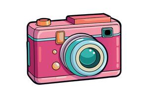 Cute pink camera with trendy design, capturing attention with its bold color and modern technology, perfect for photographers vector