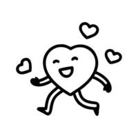 Happy Heart Character Running with Small Hearts vector
