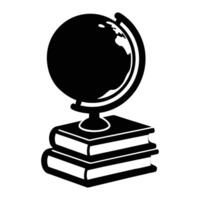 Globe on Stack of Books Education Icon vector